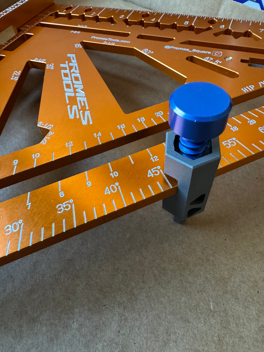 DriveStop mounted to a framing square